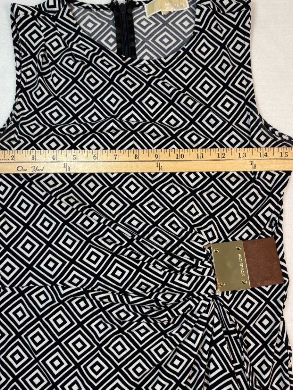 Michael Kors Geometric Print Faux Wrap Dress Office Siren Party Chic Sixties - Picture 7 of 8